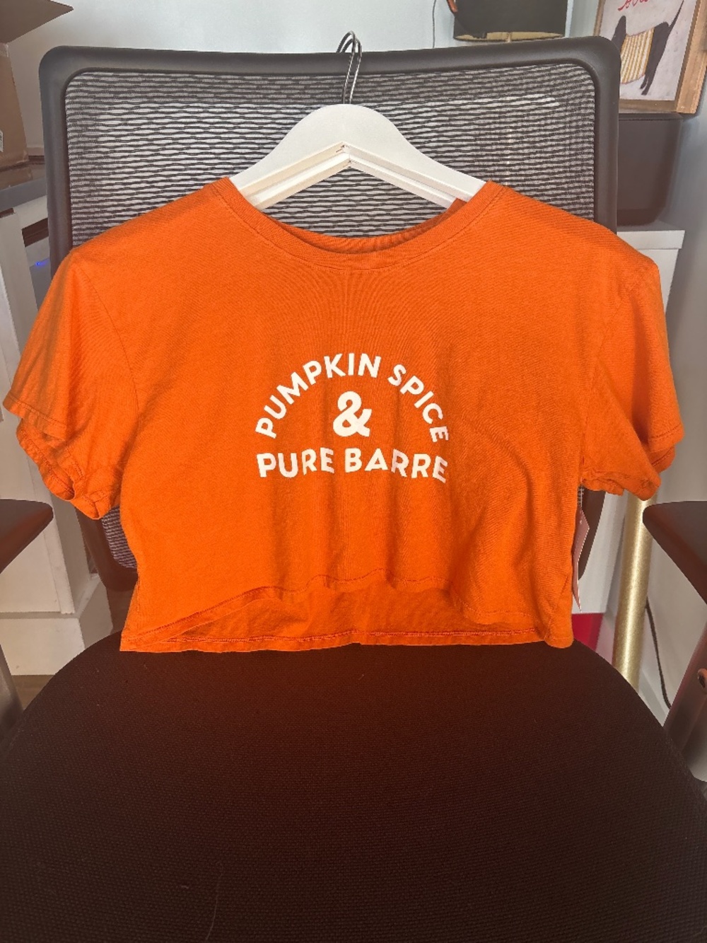 Pure barre pumpkin spice crop tee